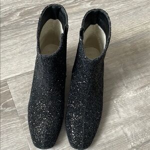Black Glitter Ankle Boots